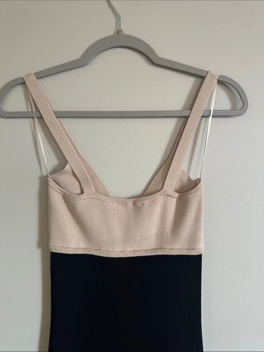 Beige and Black very stretchy Two-Tone Knit Dress - Picture 8 of 8